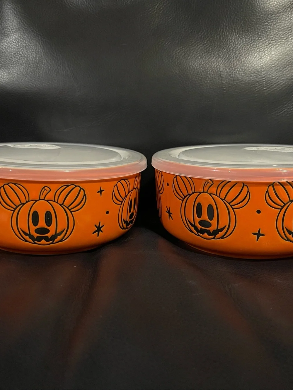 Halloween Pumpkin Themed Mickey Food Storage Bowls with Lids